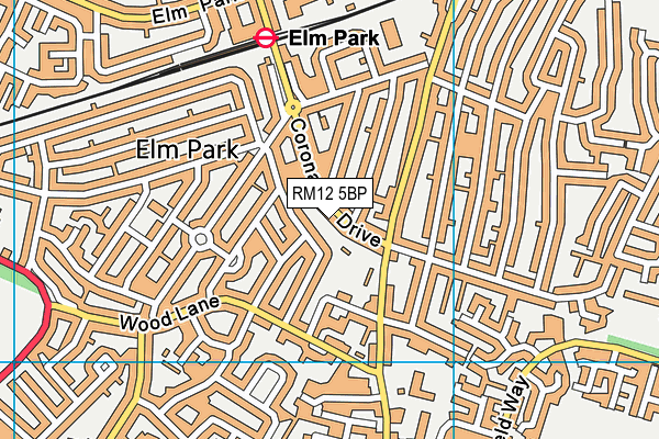RM12 5BP map - OS VectorMap District (Ordnance Survey)