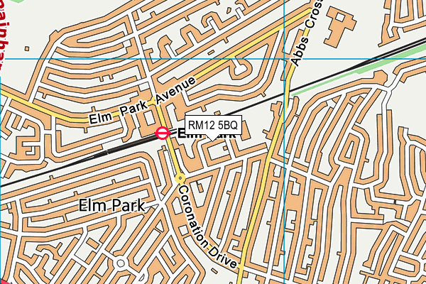 RM12 5BQ map - OS VectorMap District (Ordnance Survey)