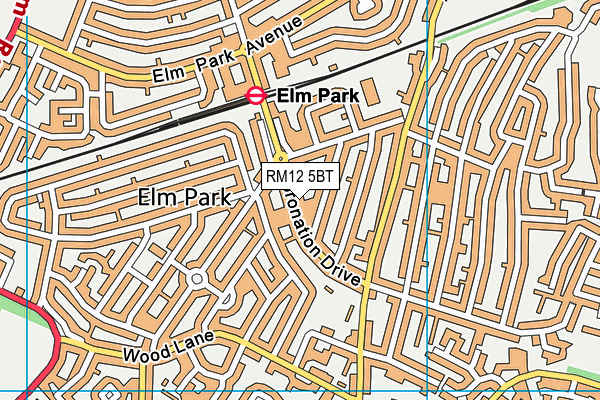 RM12 5BT map - OS VectorMap District (Ordnance Survey)