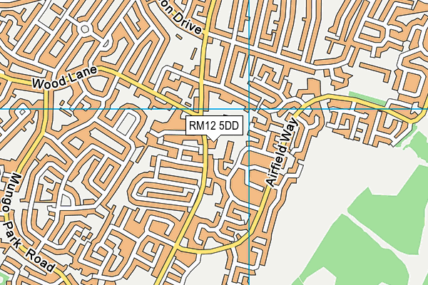 RM12 5DD map - OS VectorMap District (Ordnance Survey)