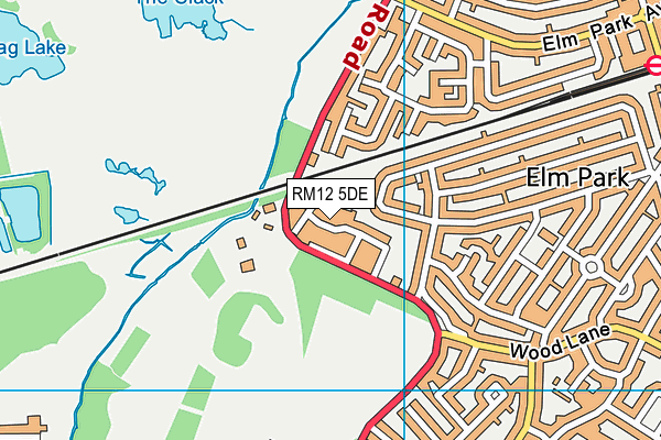 RM12 5DE map - OS VectorMap District (Ordnance Survey)