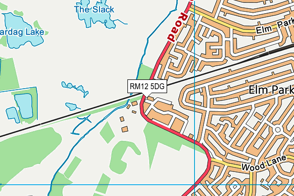RM12 5DG map - OS VectorMap District (Ordnance Survey)