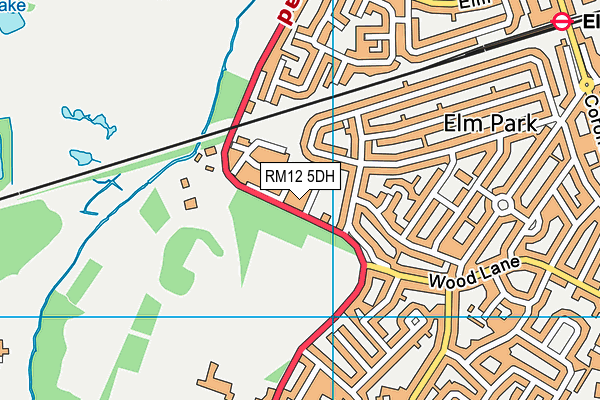 RM12 5DH map - OS VectorMap District (Ordnance Survey)