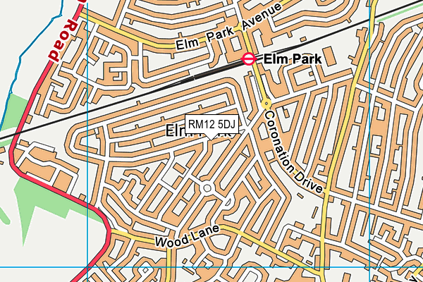 RM12 5DJ map - OS VectorMap District (Ordnance Survey)