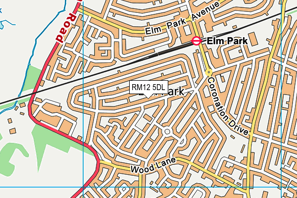 RM12 5DL map - OS VectorMap District (Ordnance Survey)