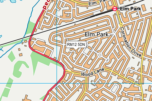 RM12 5DN map - OS VectorMap District (Ordnance Survey)