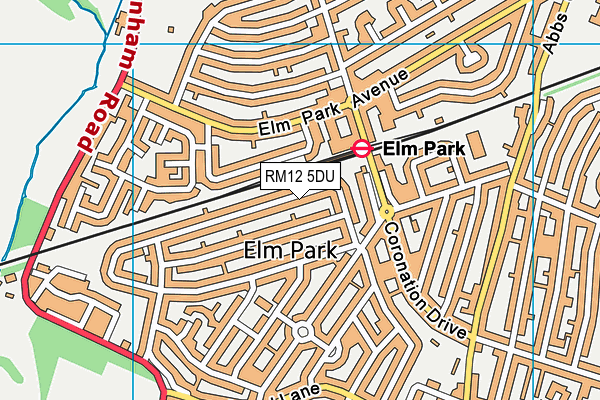 RM12 5DU map - OS VectorMap District (Ordnance Survey)