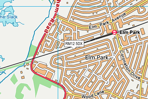 RM12 5DX map - OS VectorMap District (Ordnance Survey)