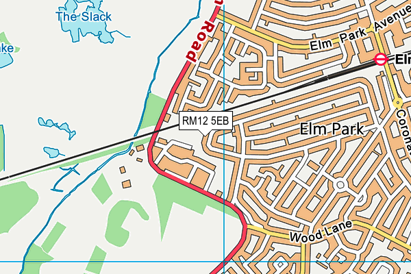 RM12 5EB map - OS VectorMap District (Ordnance Survey)