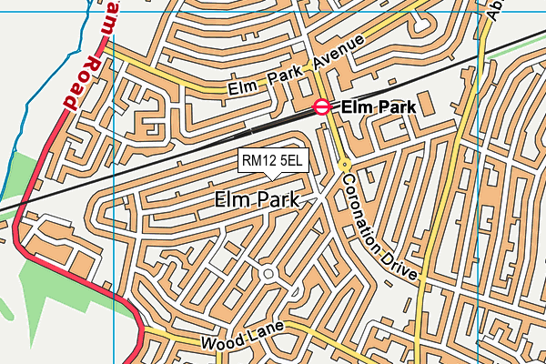 RM12 5EL map - OS VectorMap District (Ordnance Survey)