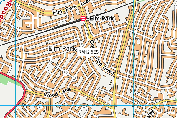 RM12 5ES map - OS VectorMap District (Ordnance Survey)