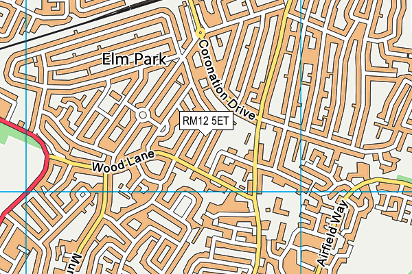 RM12 5ET map - OS VectorMap District (Ordnance Survey)