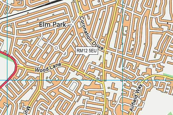 RM12 5EU map - OS VectorMap District (Ordnance Survey)