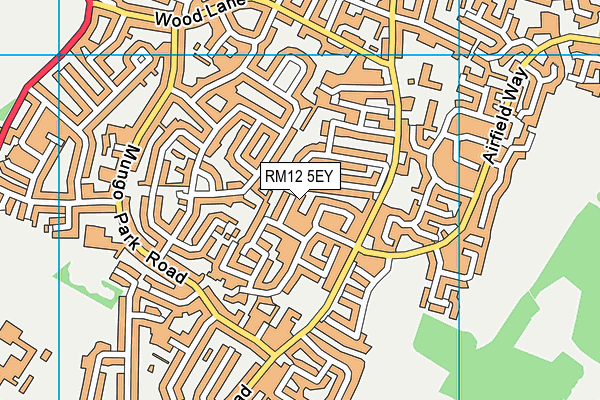 RM12 5EY map - OS VectorMap District (Ordnance Survey)