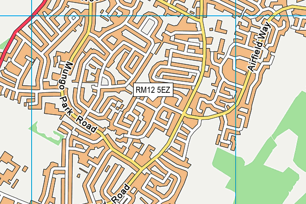 RM12 5EZ map - OS VectorMap District (Ordnance Survey)