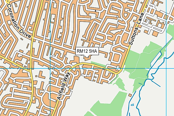 RM12 5HA map - OS VectorMap District (Ordnance Survey)