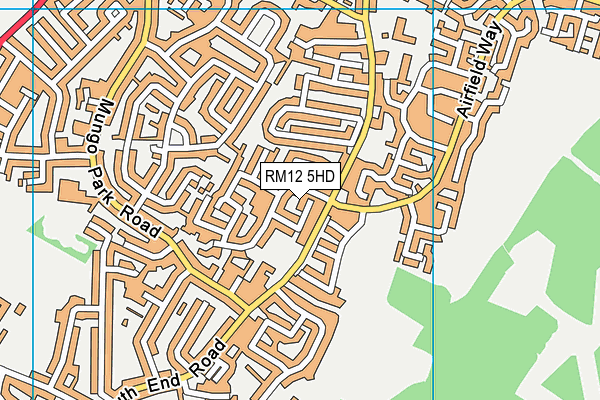 RM12 5HD map - OS VectorMap District (Ordnance Survey)