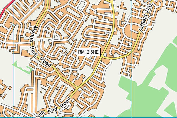 RM12 5HE map - OS VectorMap District (Ordnance Survey)