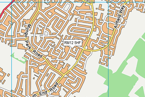 RM12 5HF map - OS VectorMap District (Ordnance Survey)