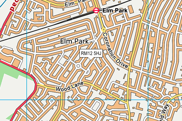 RM12 5HJ map - OS VectorMap District (Ordnance Survey)