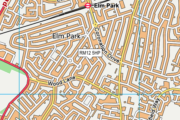 RM12 5HP map - OS VectorMap District (Ordnance Survey)