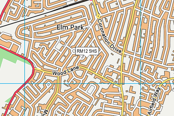 RM12 5HS map - OS VectorMap District (Ordnance Survey)