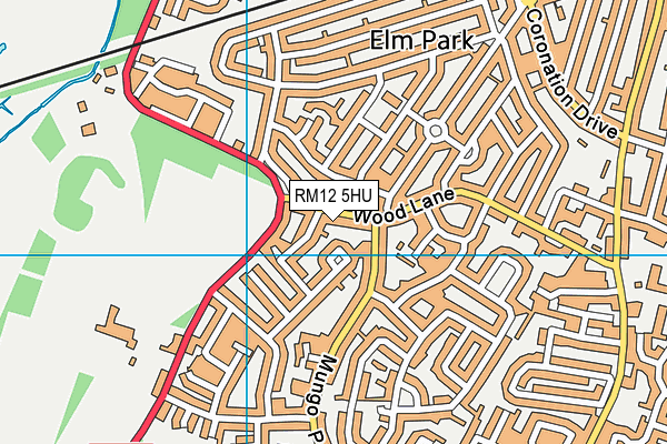 RM12 5HU map - OS VectorMap District (Ordnance Survey)