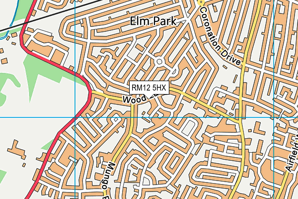 RM12 5HX map - OS VectorMap District (Ordnance Survey)