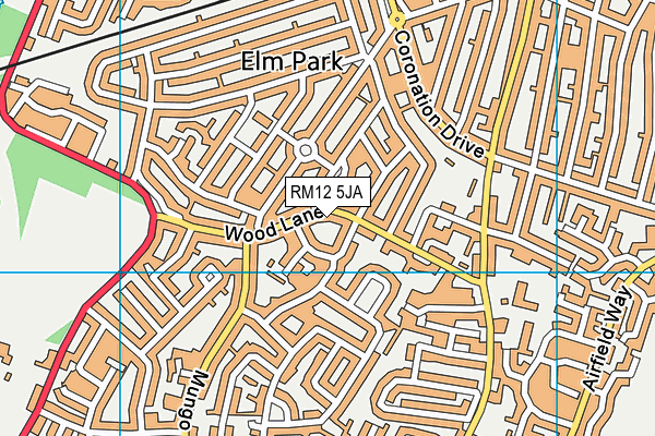 RM12 5JA map - OS VectorMap District (Ordnance Survey)