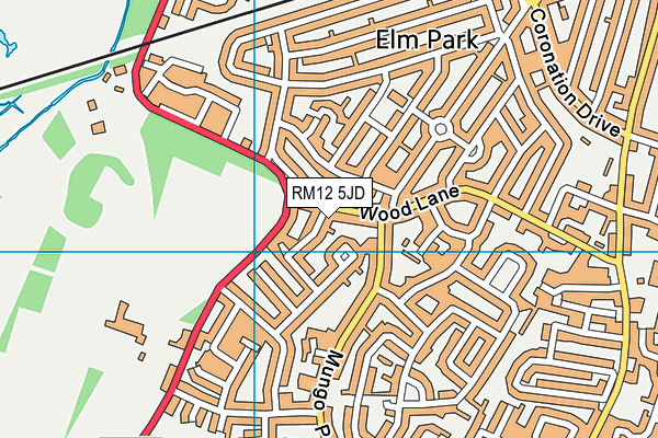 RM12 5JD map - OS VectorMap District (Ordnance Survey)