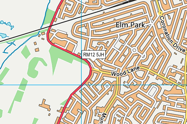 RM12 5JH map - OS VectorMap District (Ordnance Survey)