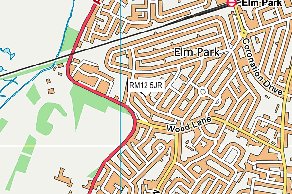 RM12 5JR map - OS VectorMap District (Ordnance Survey)