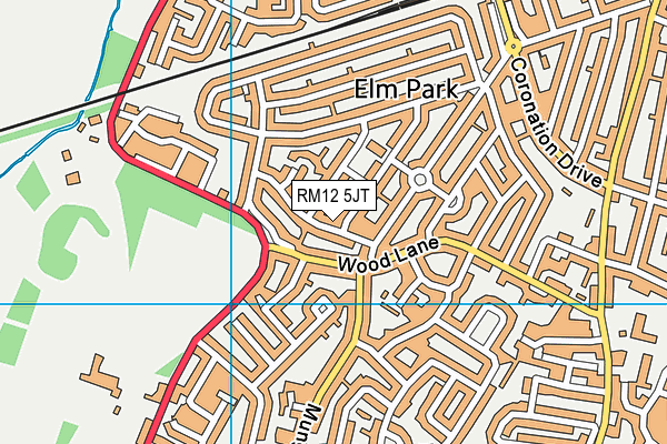RM12 5JT map - OS VectorMap District (Ordnance Survey)