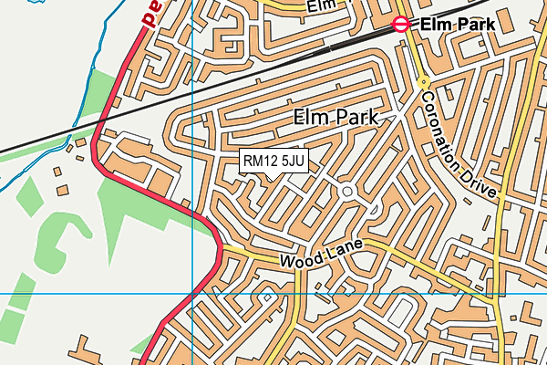 RM12 5JU map - OS VectorMap District (Ordnance Survey)