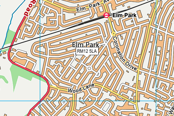 RM12 5LA map - OS VectorMap District (Ordnance Survey)