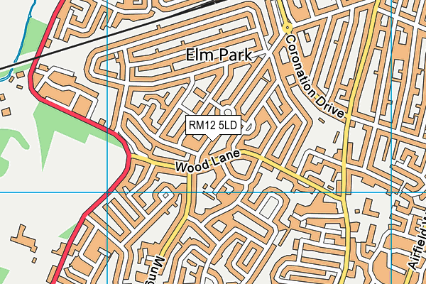 RM12 5LD map - OS VectorMap District (Ordnance Survey)