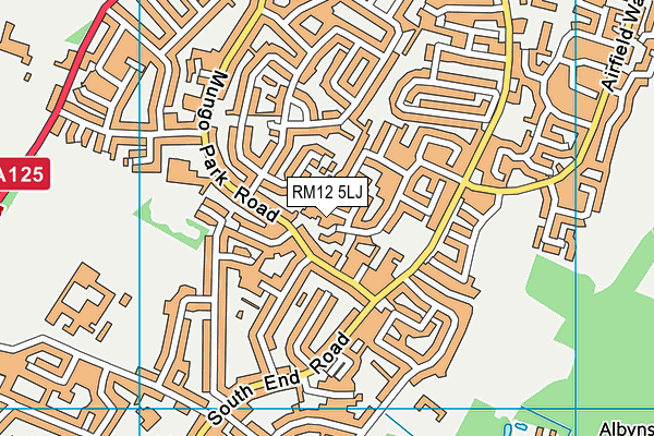 RM12 5LJ map - OS VectorMap District (Ordnance Survey)
