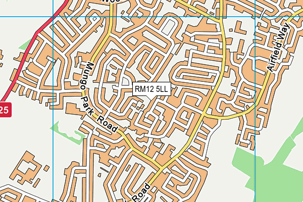 RM12 5LL map - OS VectorMap District (Ordnance Survey)