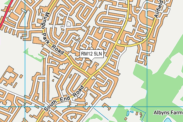 RM12 5LN map - OS VectorMap District (Ordnance Survey)