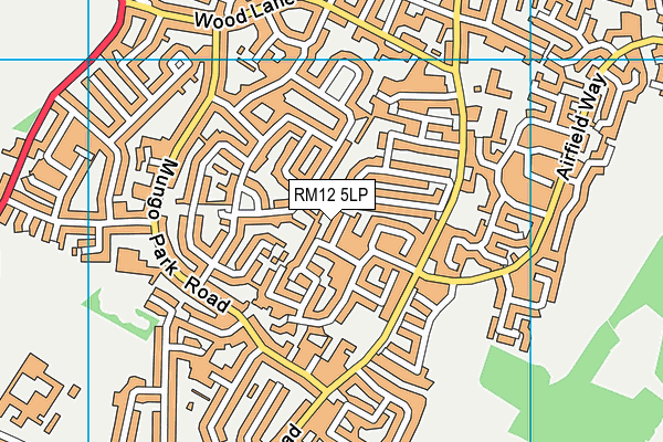 RM12 5LP map - OS VectorMap District (Ordnance Survey)
