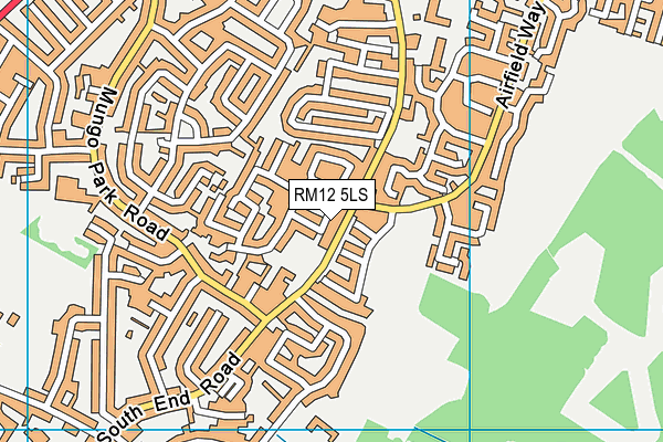 RM12 5LS map - OS VectorMap District (Ordnance Survey)