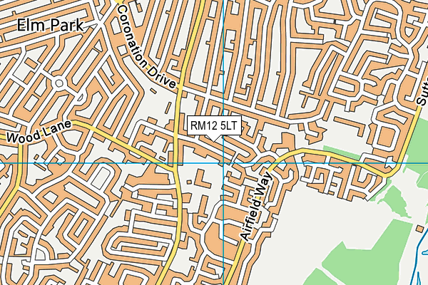 RM12 5LT map - OS VectorMap District (Ordnance Survey)