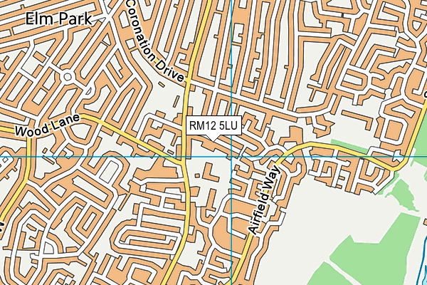 RM12 5LU map - OS VectorMap District (Ordnance Survey)