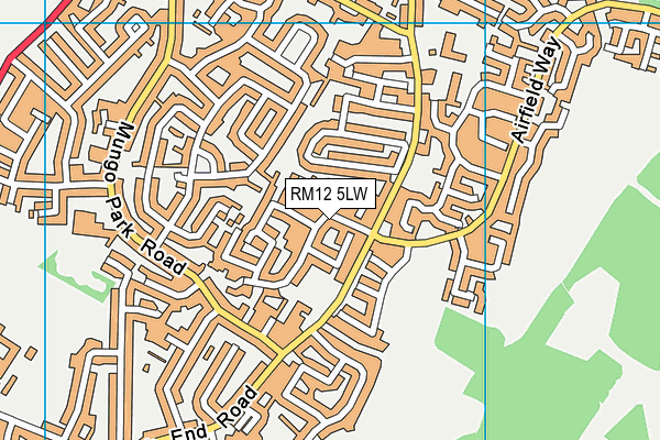 RM12 5LW map - OS VectorMap District (Ordnance Survey)