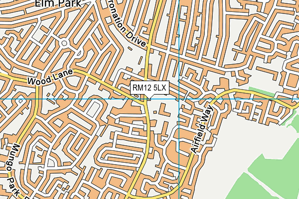 RM12 5LX map - OS VectorMap District (Ordnance Survey)