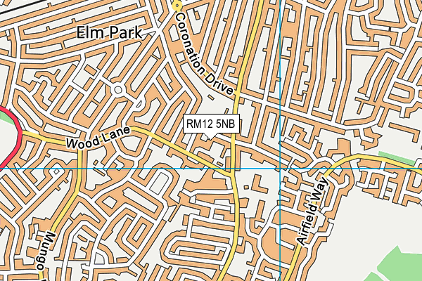 RM12 5NB map - OS VectorMap District (Ordnance Survey)