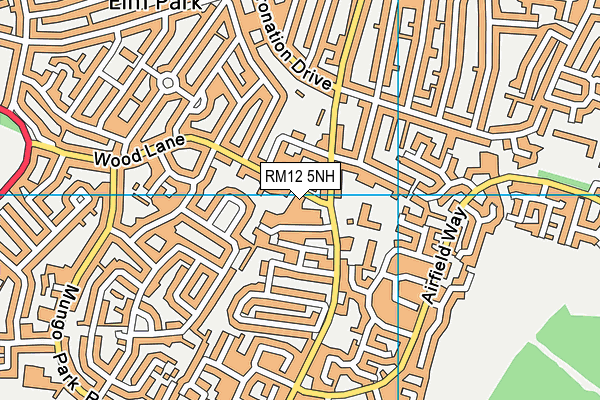 RM12 5NH map - OS VectorMap District (Ordnance Survey)