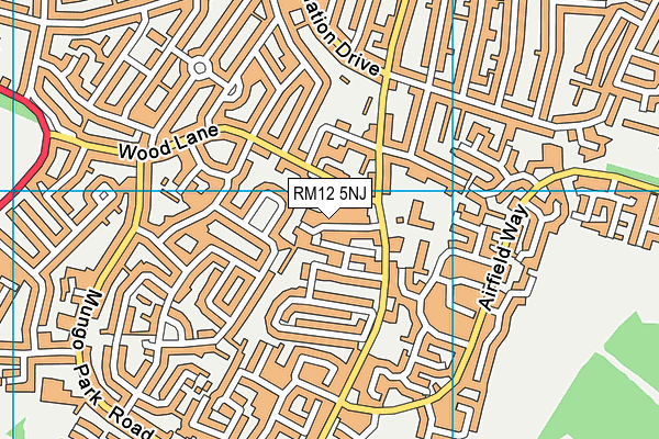 RM12 5NJ map - OS VectorMap District (Ordnance Survey)