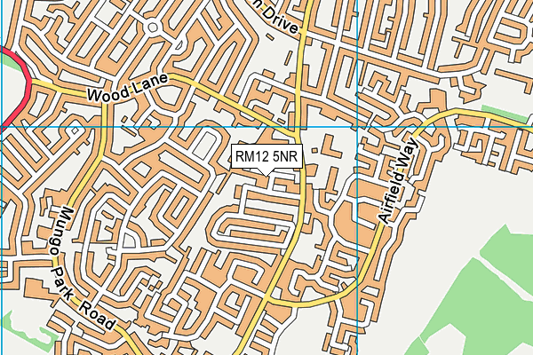 RM12 5NR map - OS VectorMap District (Ordnance Survey)