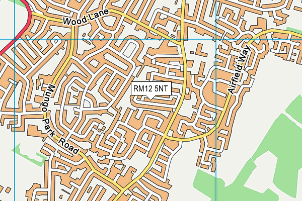 RM12 5NT map - OS VectorMap District (Ordnance Survey)